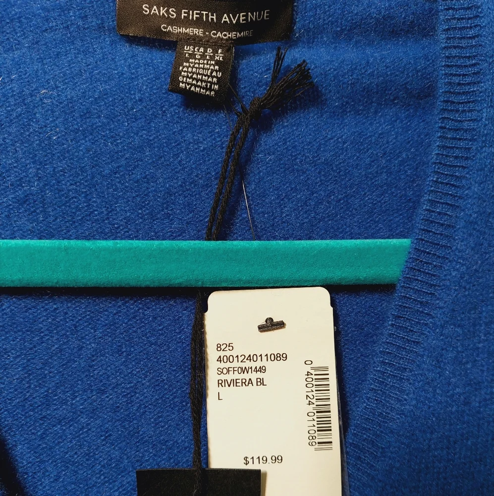 Saks Fifth Avenue Blue V-Neck Sweater - Picture 5 of 10